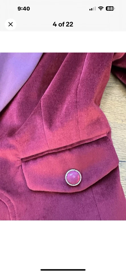 Chanel Pantalón Sarga Terciopelo Esmoquin Satén Solapa Cadena Botones Delanteros Talla F/42 Foto 4 de 4