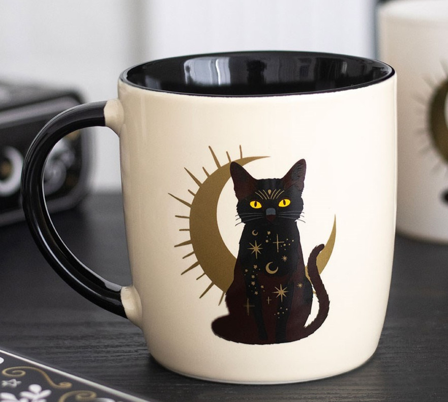 Spirit of Equinox Gato Negro Mágico Taza de Café Cerámica 9.5cm 370ml