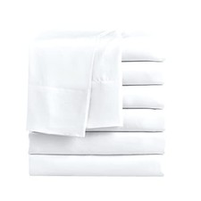 Flat Sheets Only, Pack of 6, Soft Microfiber Bedding Sheets for Twin White