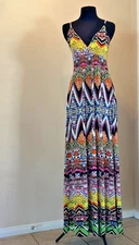 Just Love Maxi Sun Dress Womens Colorful Stretch Comfy Summer Fun Size L