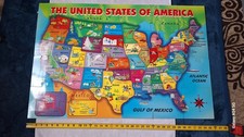 Jumbo Wooden USA Map Floor Puzzle - 36" Wide - 100 Complete - Educational