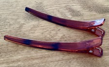 2 VTG Pin Point Alligator Clip Barrettes, Transluscent Tortoise Shell, 5  Long