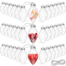36 Pieces 3.3 Inch Christmas Fillable Ornaments Clear Plastic Light Bulbs Han...