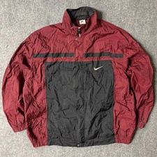 VTG 90s Nike Jacket Windbreaker Big Swoosh Back Hit Size XXL Red Black White Tag