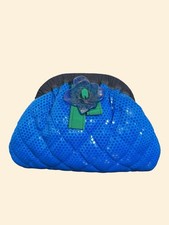 Pochette vintage rara anni 70 80 Borbonese Italia blu trapuntata design