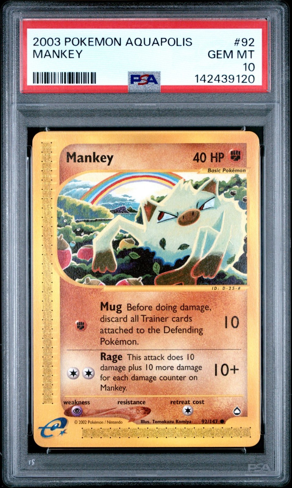 PSA 10 Mankey 092/147 Aquapolis LOW POP 25