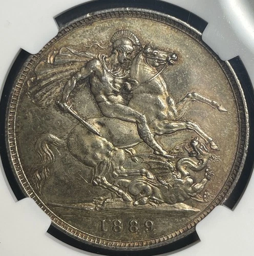 1889 Victoria Great Britain London Mint Jubilee Head Silver Crown Coin NGC MS60 