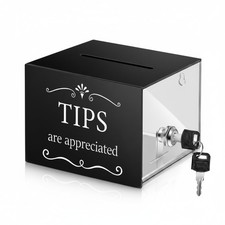 Tip Jars for Money 6 x 4 x 5 Inch Acrylic Tip Collection Box with Lock Donati...