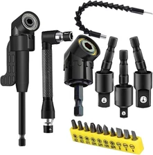 17-Piece Flexible Drill Bit Extension Set with 3 rotatable socket adapters, 2...