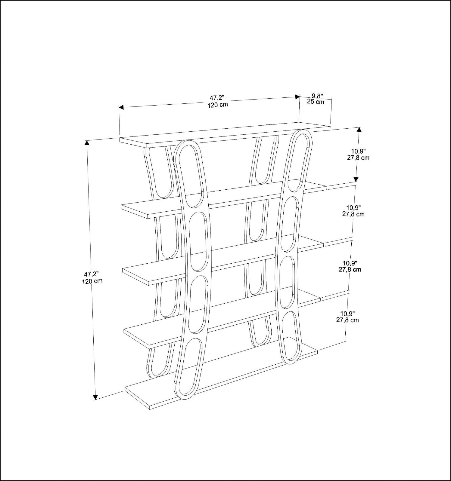 Decorotika Adar 47&rdquo; Tall Modern Bookcase & Shelving Display Stand