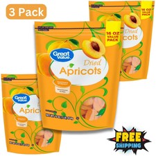 New Great Value Dried Apricots, 16 Oz 3 Pack 