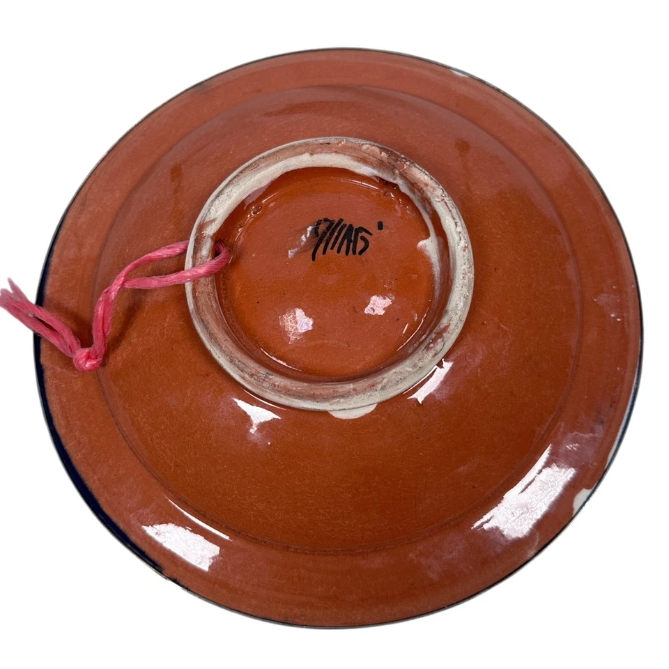 Cuenco poco profundo vintage marroquí pintado a mano detalles de níquel decoración de pared hecha a mano Foto 2 de 4