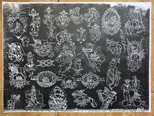 old copy 1920s antique percy waters blueprint production tattoo flash BB 18x24