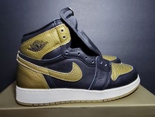 Air Jordan 1 Retro High OG Black Metallic Gold SIZE 6.5Y / 8 Womens FD1437-071