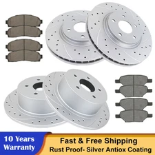Front Rear Drilled Rotors Brake Pads Fit Cobalt Malibu HHR Pontiac G6 Brakes Kit