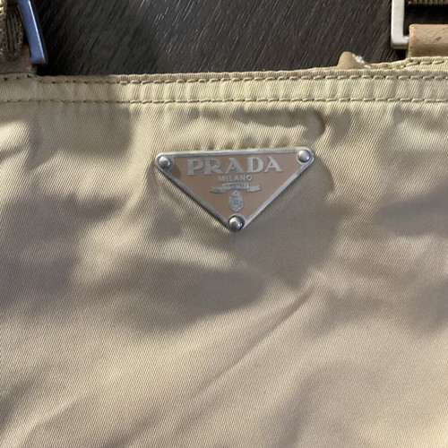 PRADA Nylon Shoulder Bag Auth Beige Medium Women Used - Picture 3 of 7