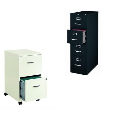 2 Piece Value Pack Black 4 Drawer And White Mobile File Cabinet 684357127834 Ebay