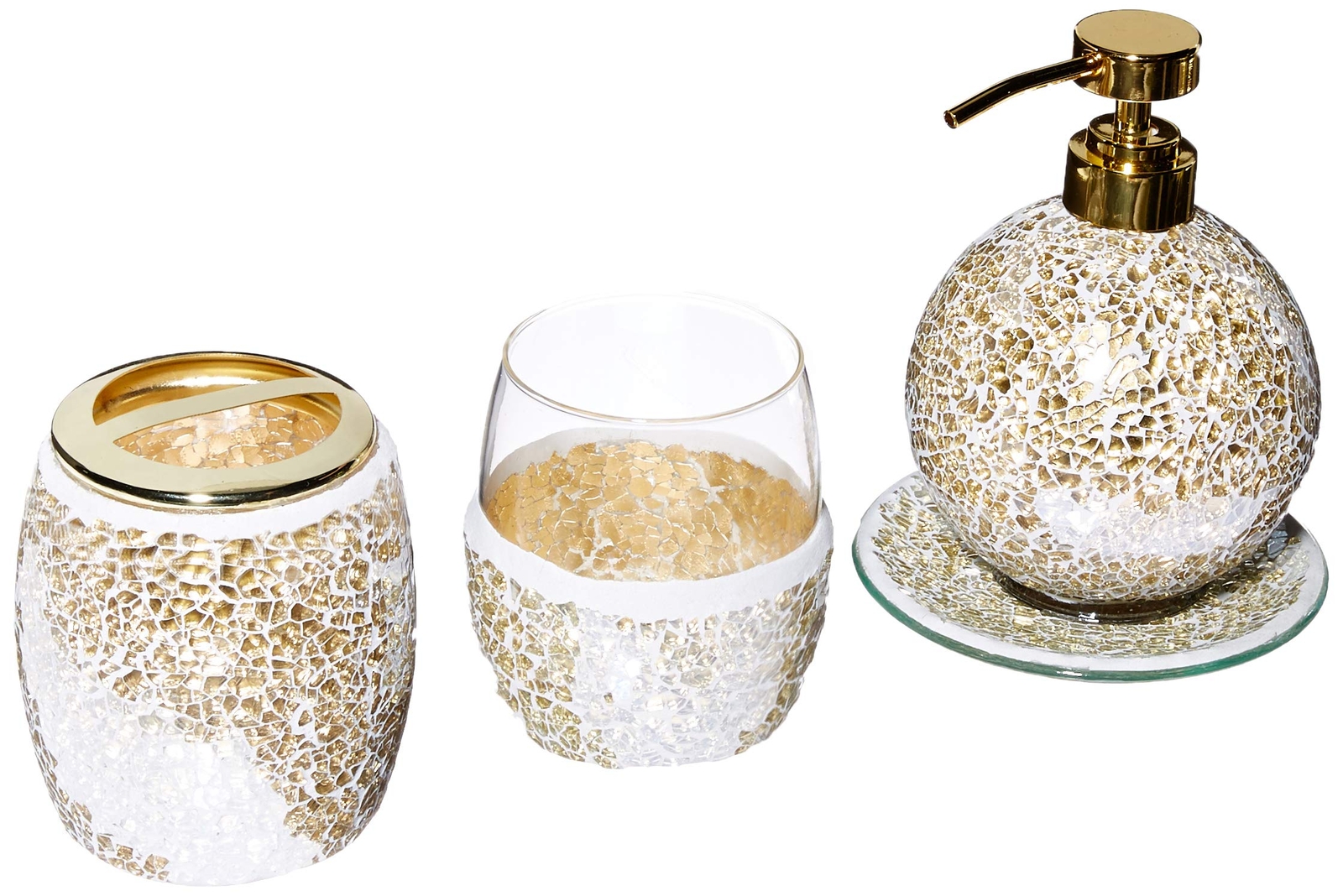 Mosaic Bathroom Accessories Set 4 Piece Bath Accessory Sets With Gold Soap Dispe