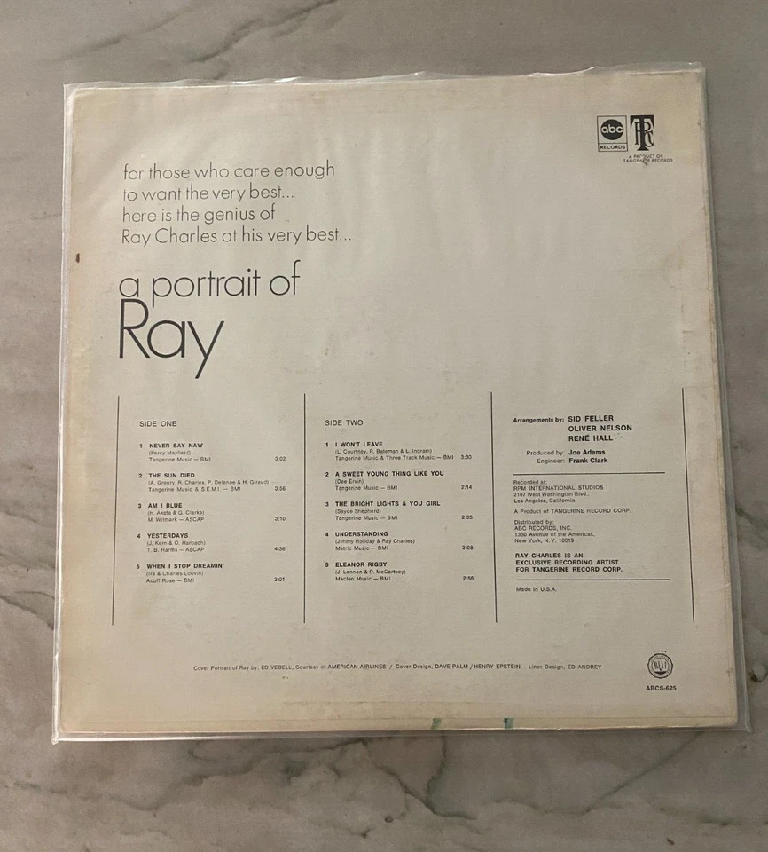 Ray Charles ABCS-625 "A Portrait Of ray" 1968 classic R&B LP - Image 2 of 2