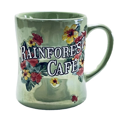 Rainforest Rain Forest Cafe Large 3D Mug Iridescent Green With Flowers Unused