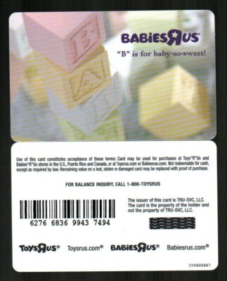 BABIES R US Baby Blocks 2008 Gift Card ( $0 ) | eBay