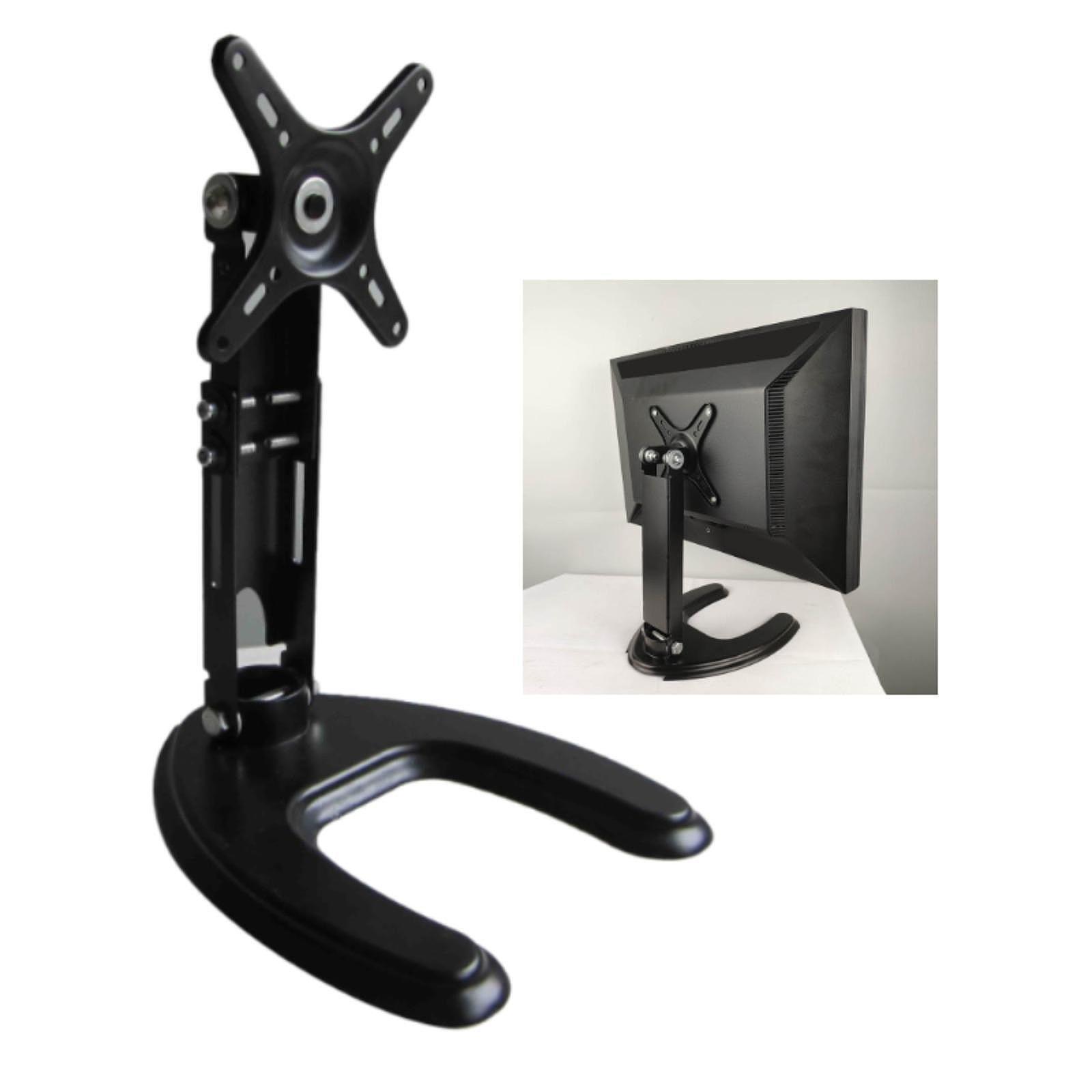 Telescopic Heavy-Duty Monitor Stand – Free Standing Space-Saving Retractable Mount-image