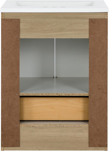 Emlyn 24 Inch Bathroom Vanity with White Single Sink Top, 2-Door Cabinet, 1 Draw - Picture 6 of 9