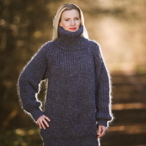 Grey turtleneck sweater ribbed pullover 