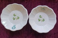 Donegal Parian SHAMROCK Embossed Round Sweet Dishes/Bowls - Set/2 - NEW