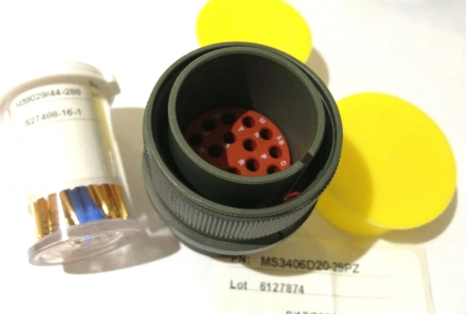 JAN MS3406D20-29PZ Mil-Spec Connector + Contacts + Extractors - Image 3 of 3