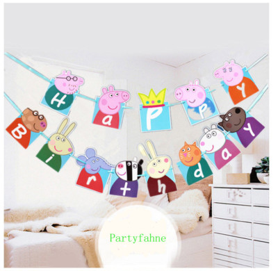 Geburtstagsfahnen Deko Kinderparty Banner Wimpel George für Peppa Wutz Fans
