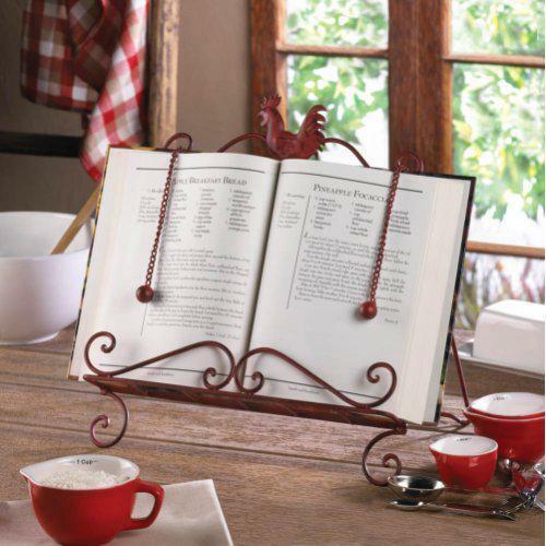 Metal Iron Rooster Kitchen Cookbook Bible Holde Red sale Stand Tablet Miami Mall