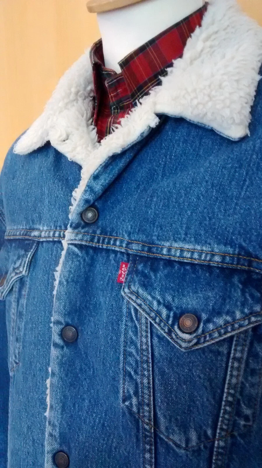 VINTAGE LEVIS 71500 90s LARGE STONEWASH BLUE DENIM SHERPA TRUCKER JACKET BRITPOP