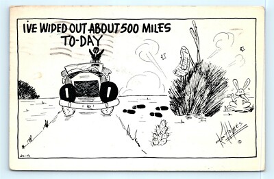 Postcard Comic Ken Homes Travelcard Wiped Out About 500 Miles Today B40