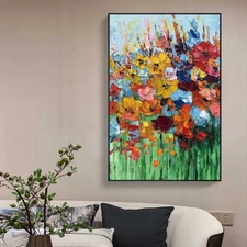Abstract Colorful Blossom Flower Hand Oil Painting on Canvas  Floral