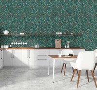 Vliestapete Floral Blattmuster Aquarell GrüN Petrol Braun 39745-4 (3,46€/1Qm)