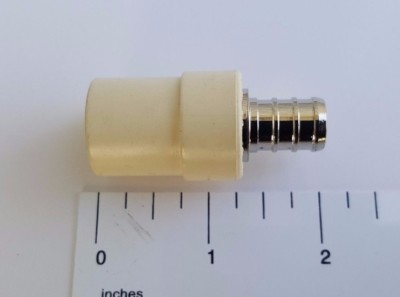 25 PIECES 1/2'' PEX X 1/2'' CPVC TRANSITION COUPLING (LEAD FREE BRASS