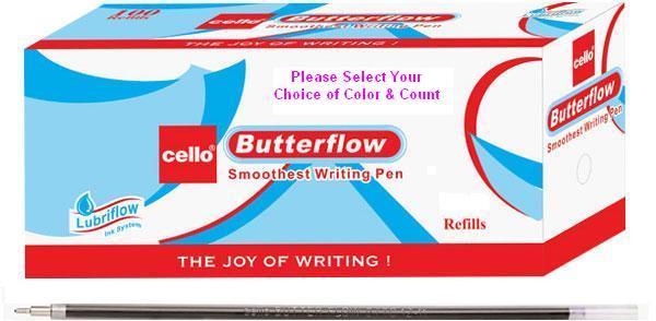 Cello Butter Flow Ball Point Pens Blue Black Flow Refills MM