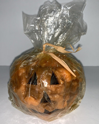 Primitive Hand Crafted Jack-O- Lantern Pumpkin Candle 3  Tall