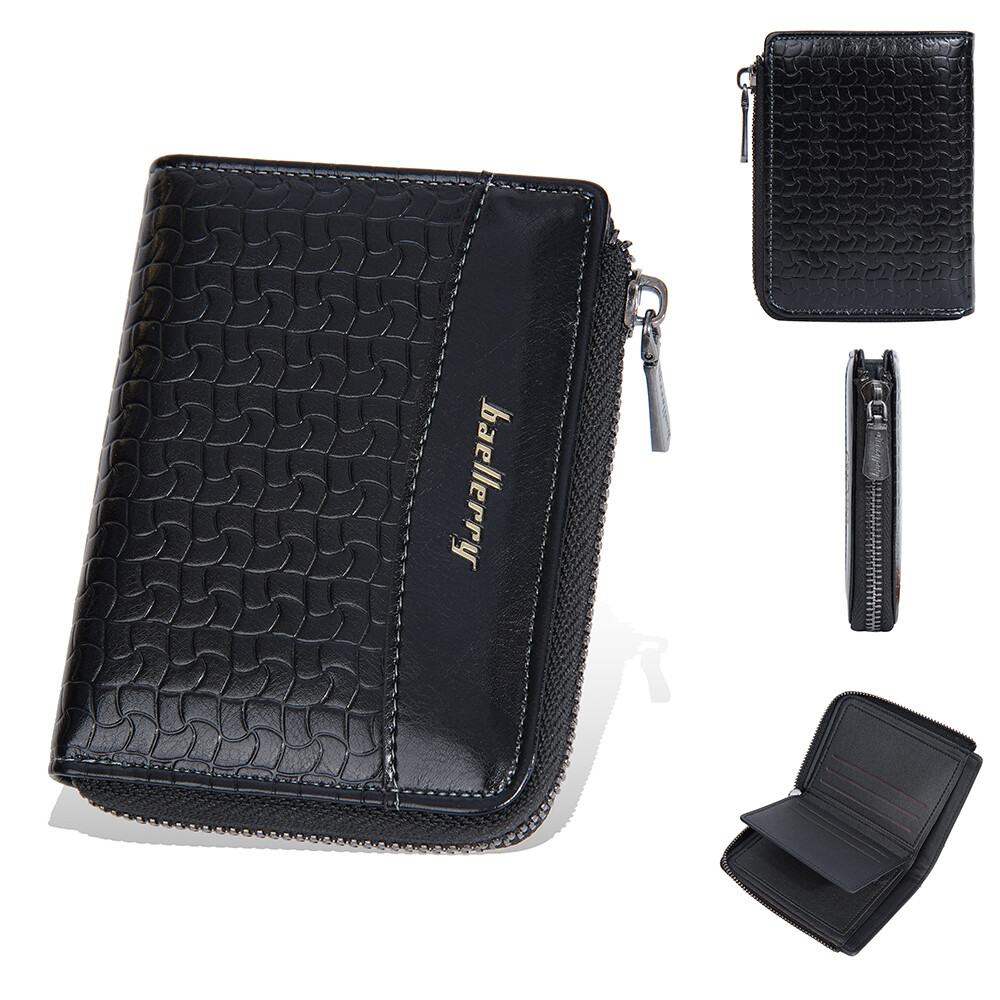 Men Bifold Leather Front Pocket Wallet RFID Blocking Zipper Credit Card Holder