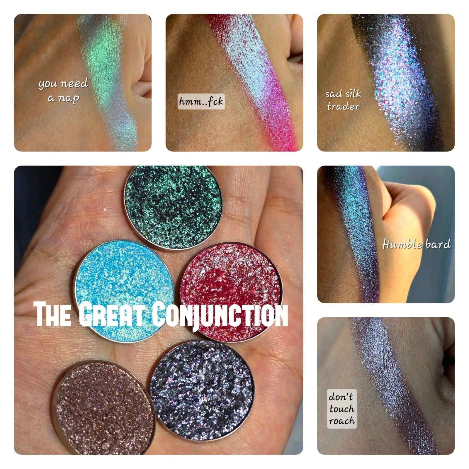 Multichromes Bundle 5 Pressed Pans Holographic Eyeshadows Duochrome Iridescent