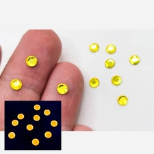 Vintage Cadmium Glass Flat Back Rhinestones 3.8-4mm Yellow 10pcs Uranium Glass