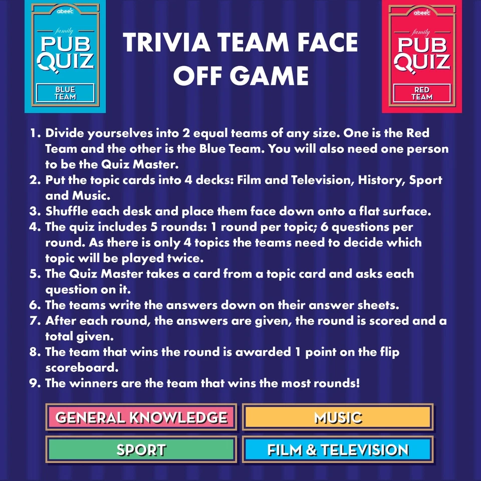 Family Pub Quiz – Host Your Own Pub Quiz - Family Board Game - 1800 Questions - Image 4 of 4