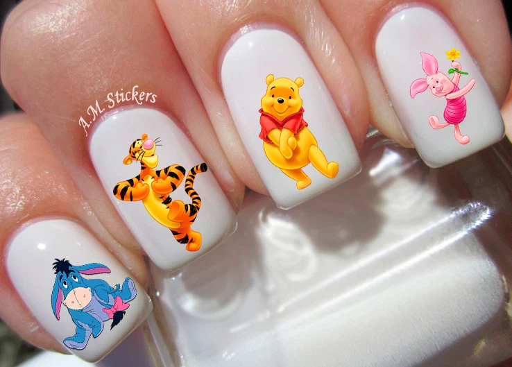 HANDMADE Winnie the Pooh Nail Art Stickers Transfers Decals Set of 41 - A1271