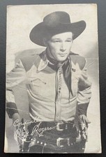 ROY ROGERS 1940-50'S EXHIBIT CARD HOLDING SIDE GUNS HEAD SHOT POOR CONDITION