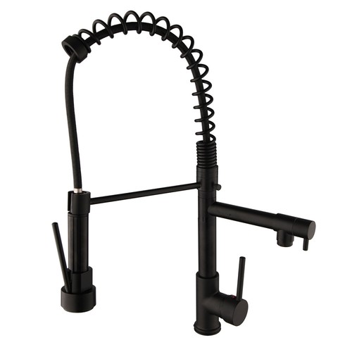 Matte Black Kitchen Sink Pull Down Faucet 2 way Rotary Spout Mixer Water Tap - Picture 5 of 10