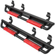 Running Boards 2015- 2026 Ford F150 Super Crew Cab Drop Side Steps Nerf Bars Red