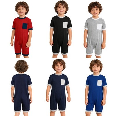 Kids Boys Girls Romper Thigh Jumpsuit Casual Bodysuit Length Unisex Playsuit