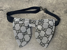 Vintage Style Oversized Bow Tie 70  s Black Monogram Butterfly