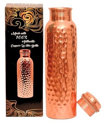 Copper Water Bottle - 34oz - Handcrafted Ayurvedic 100% Pure Copper Water Bot...